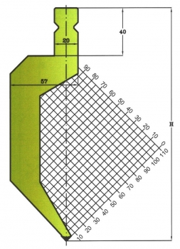 Stempel 86° R:0.8 H: 195mm Länge: 550mm sektioniert / geteilt