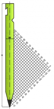 Stempel 30° R:1 H: 250mm Länge: 500mm