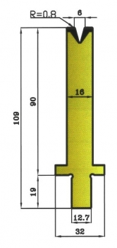 Matrize 30° V6 H: 90mm Länge: 550mm sektioniert / geteilt