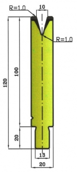 Matrize 30° V10 H: 100mm Länge: 550mm sektioniert / geteilt
